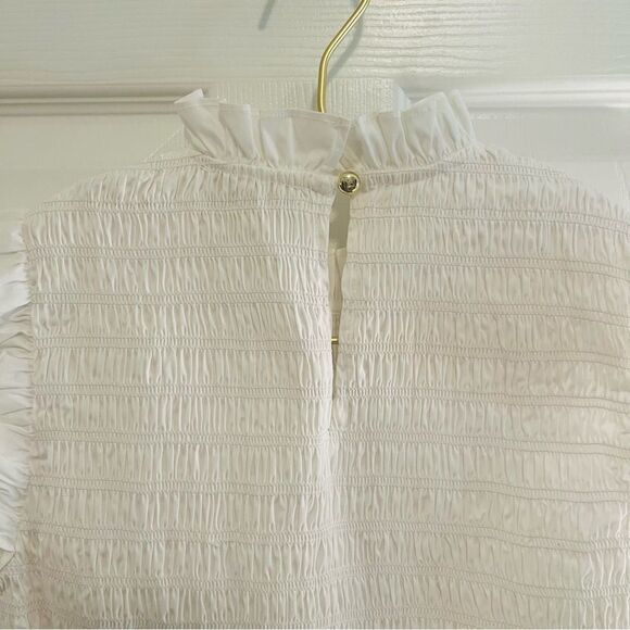 Sail to Sable White Smocked Ruffled Blouse NWOT - Picture 9 of 10